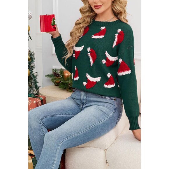 Womens Chunky Ugly Christmas Sweater Oversized Batwing Crewneck Warm Festive - Picture 6 of 6